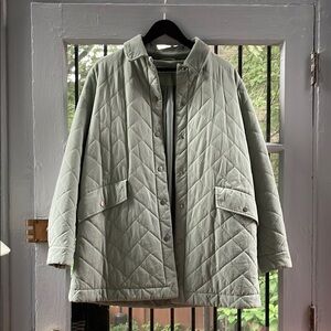 Never Worn Zara Sage Green Puffer Jacket with Quilted Design